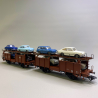 2 wagons porte autos type Laaes, avec voitures, DB, EP IV - TRIX 24332 - HO 1/87