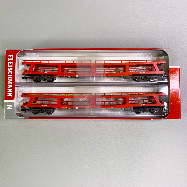 2 Wagons porte autos DDm, ép VI, ÖBB, N-1/160 - FLEISCHMANN 829502