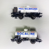 2 wagons citernes OCEM 19 "PECHELBRONN et SOCALINE" de l'AL, époque II -HO-1/87-REE WB704