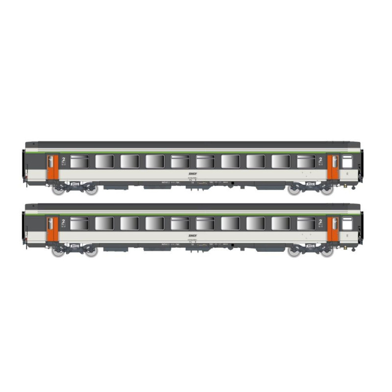 2 voitures corail VTu B11rtu + B11tu, logo encadré, Sncf,  Ep IV - Lsmodels 41213- HO 1/87