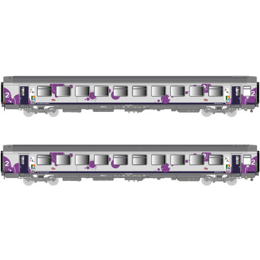 2 voitures VTu B11tu, logo Carmillon, Haute Normandie, Sncf,  Ep VI - Lsmodels 41212- HO 1/87