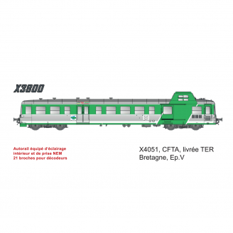 Autorail X4051, "Picasso" livrée TER Bretagne, CFTA,  Ep V - EPM 90131DC - HO 1/87
