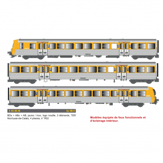 Rame réversible BDx + ABz +AB, TER Nord-Pas-de-Calais, SNCF,  Ep IV et V - EPM E411914 - HO 1/87