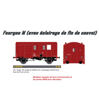 Fourgon type M avec feux de fin de convoi, SNCF,  Ep IIIc - EPM E510214 - HO 1/87