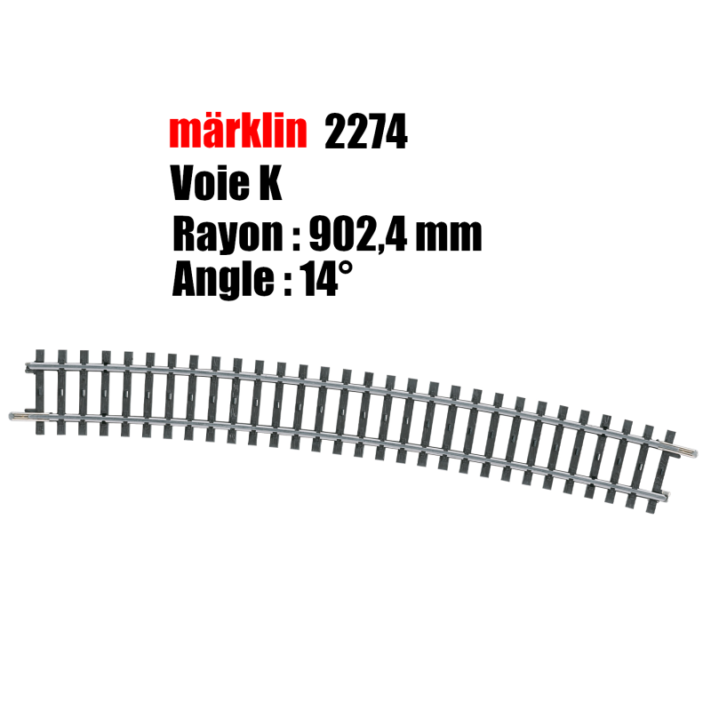 Rail courbe R 360 mm / 30° Voie K- HO 1/87 - MARKLIN 2221