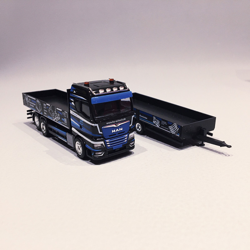 Miniature IVECO S-WAY LNG 6x4 porteur avec remorque 2 essieux WILLI