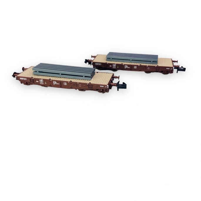 2 wagons plats à charge lourde type S, ÖBB, Ep IV - FLEISCHMANN 845609 - N 1/160