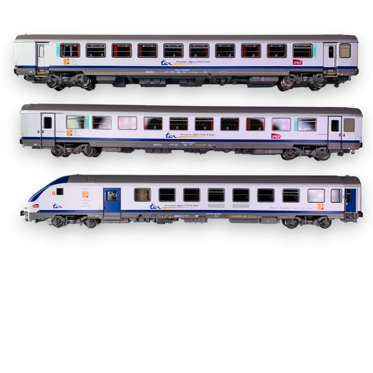 Rame de 3 voitures livrée TER PACA, SNCF, EP VI - LSMODELS 41234DC - HO 1/87