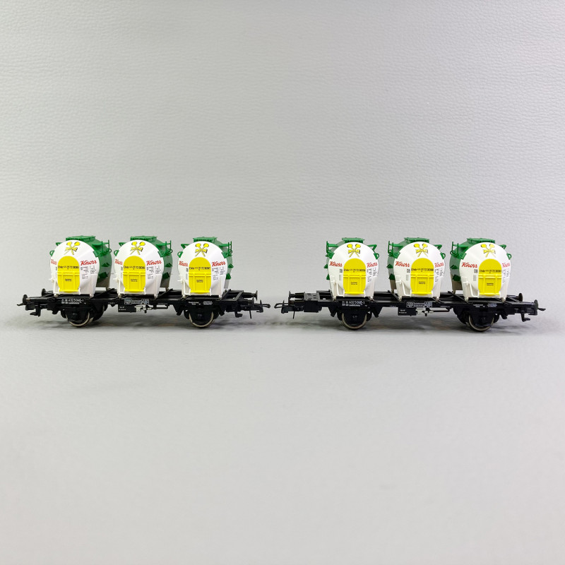 2 wagons porte conteneurs Laabkkmms "Knorr", DB, Ep III et IV - ROCO 76468 - HO 1/87