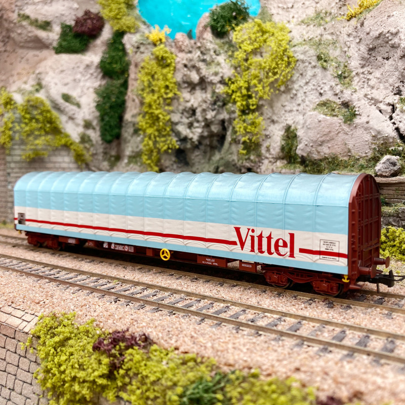 Wagon bâché Rils à bogies "VITTEL", Sncf, Ep V - JOUEF HJ6274 - HO 1/87