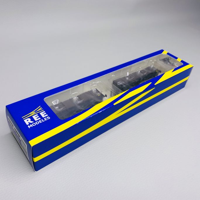 Set de 2 wagons tombereau ex-PLM 4 portes brun wagon, Sncf Ep III - REE WB819 - HO 1/87