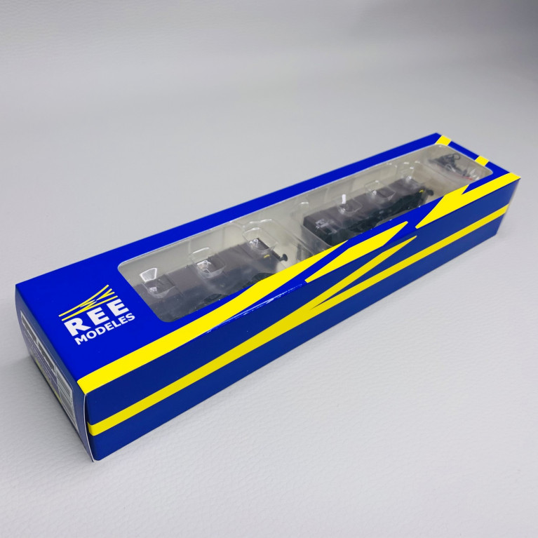 Set de 2 wagons tombereau ex-PLM 4 portes brun wagon, Sncf Ep III - REE WB819 - HO 1/87