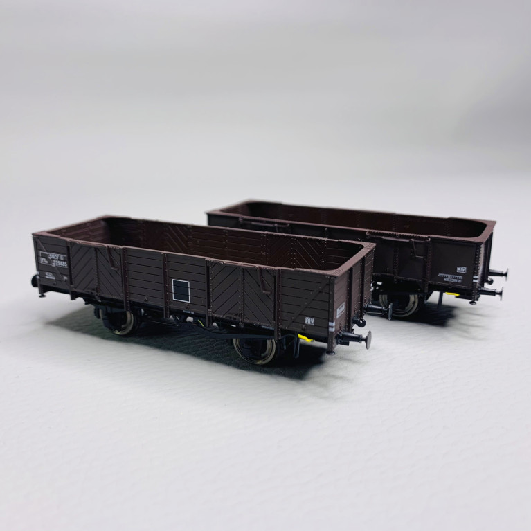 Set de 2 wagons tombereau ex-PLM 4 portes brun wagon, Sncf Ep III - REE WB819 - HO 1/87