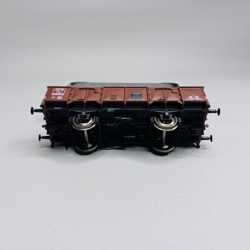 Set de 2 wagons tombereau PLM 4 portes tôlés brun 530 et gris PLM, Sncf Ep III - REE WB817 - HO 1/87