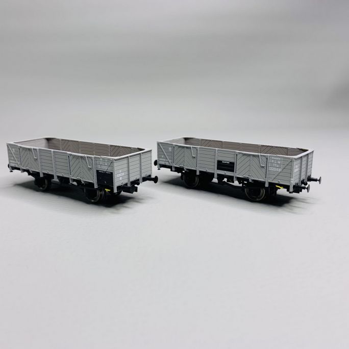Set de 2 wagons tombereau PLM 4 portes bois gris PLM, Sncf Ep III - REE WB811 - HO 1/87