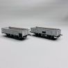 Set de 2 wagons tombereau PLM 4 portes bois gris PLM, Sncf Ep III - REE WB811 - HO 1/87