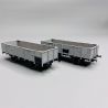 Set de 2 wagons tombereau PLM 4 portes bois gris PLM, Sncf Ep III - REE WB811 - HO 1/87