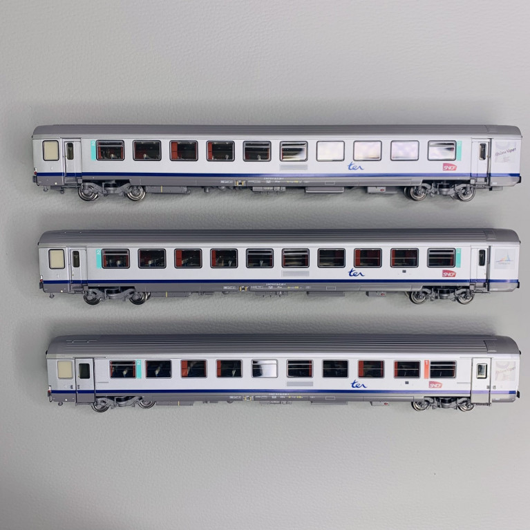 Coffret de voitures VTU livrée TER Rhône-Alpes, Ep V-VI - SNCF - LSMODELS 41202 - HO 1/87