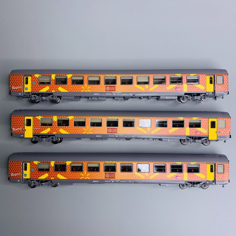 3 Voitures VTU livrée TER Languedoc Roussillon, Ep V - SNCF - LSMODELS 41210 - HO 1/87