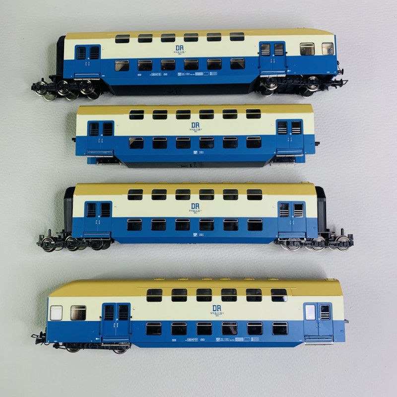 4 unités de voitures à deux niveaux sans unité de commande de cabine, DR, Ep IV - RIVAROSSI HR4371 - HO 1/87