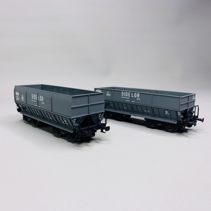 2 wagons trémies FAL, DM + DMH, "Sidelor", Sncf, Ep III - Lsmodels 31101 - HO 1/87