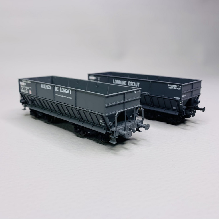 2 wagons trémies FAL, DM SVy + DM SVywf, "Acierie de Longwy / Lorraine Escaut", Sncf, Ep III - Lsmodels 31103 - HO 1/87
