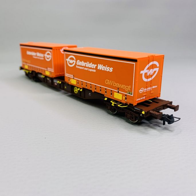 Wagon porte conteneurs Sgnss, "Gebrüder Weiss", ÖBB, Ep VI - ROCO 77344 - HO 1/87