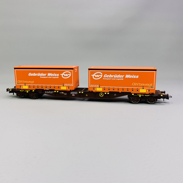 Wagon porte conteneurs Sgnss, "Gebrüder Weiss", ÖBB, Ep VI - ROCO 77344 - HO 1/87
