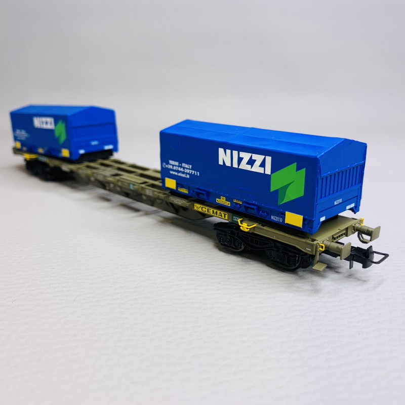 Wagon porte conteneurs Sgnss "Nizzi", FS CEMAT, Ep V - VI - RIVAROSSI HR6615 - HO 1/87