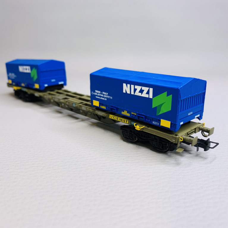 Wagon porte conteneurs Sgnss "Nizzi", FS CEMAT, Ep V - VI - RIVAROSSI HR6615 - HO 1/87