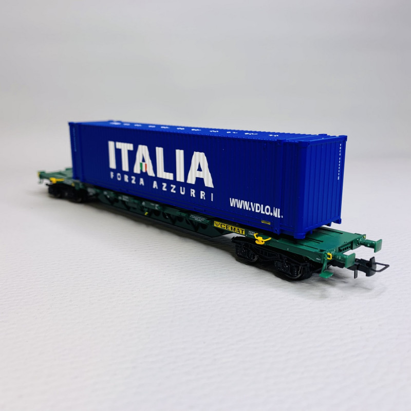 CARRO PORTA CONTAINER A CARRELLI TIPO SGNNS FS CEMAT, CON 2 COIL Container Nizzi Ep V Vi Rivarossi Hr6515