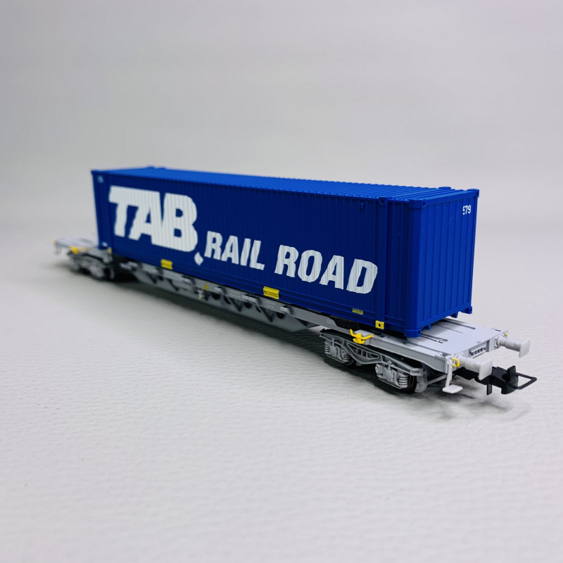 Wagon porte conteneurs Sgnss "Tab Rail Road", Sncf, Ep V - JOUEF HJ6262 - HO 1/87