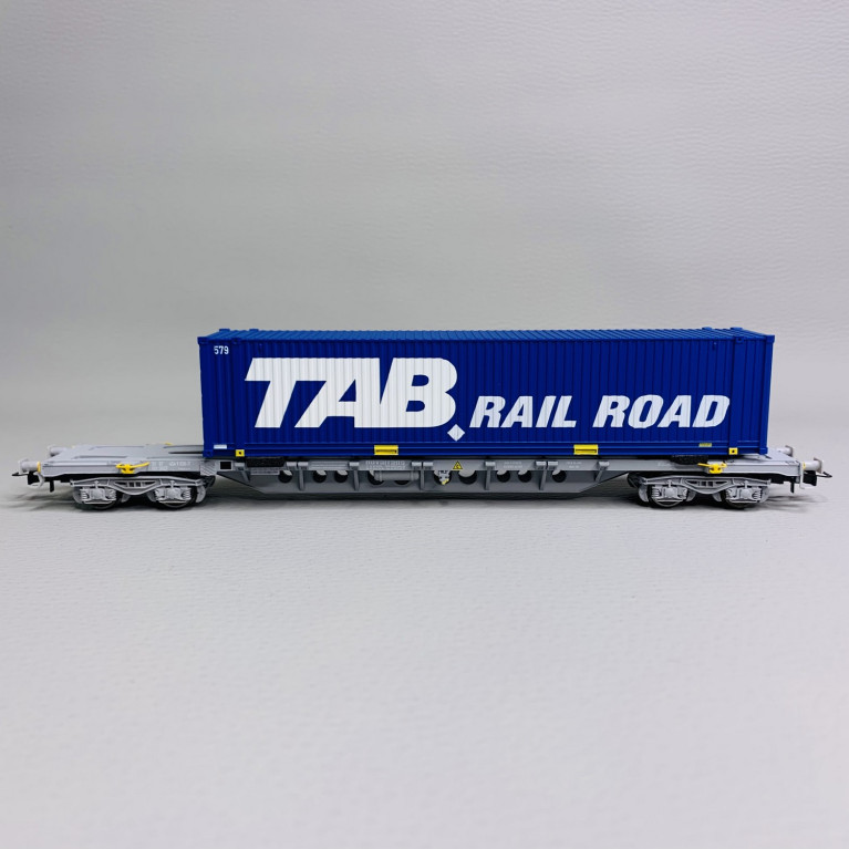 Wagon porte conteneurs Sgnss "Tab Rail Road", Sncf, Ep V - JOUEF HJ6262 - HO 1/87