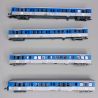 4 voitures RIO 77 livrée "Stelyrail bleu", SNCF, Ep V - JOUEF HJ4184 - HO 1/87