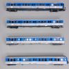 4 voitures RIO 77 livrée "Stelyrail bleu", SNCF, Ep V - JOUEF HJ4184 - HO 1/87