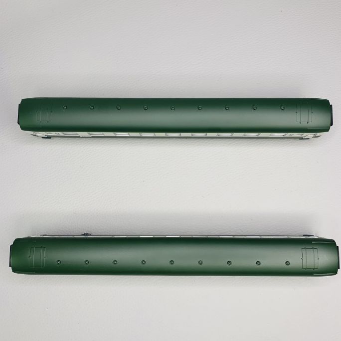 2 voitures DEV AO 2CL, U59 B9 (ex A9), logo nouille, Sncf, Ep IV et V - JOUEF HJ4182 - HO 1/87