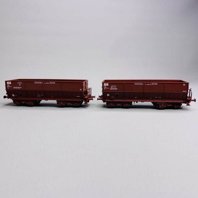 2 wagons trémies FAL, DM + DM, "Cockerill SA usine de Rehon", Sncf, Ep IV - Lsmodels 31114 - HO 1/87