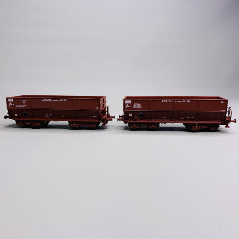 2 wagons trémies FAL, DM + DM, "Cockerill SA usine de Rehon", Sncf, Ep IV - Lsmodels 31114 - HO 1/87