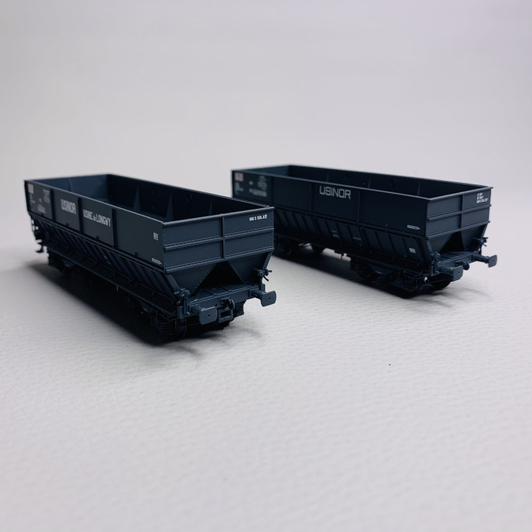 2 wagons minéraliers DM "USINOR", Sncf, Ep IV - Lsmodels 31112 - HO 1/87