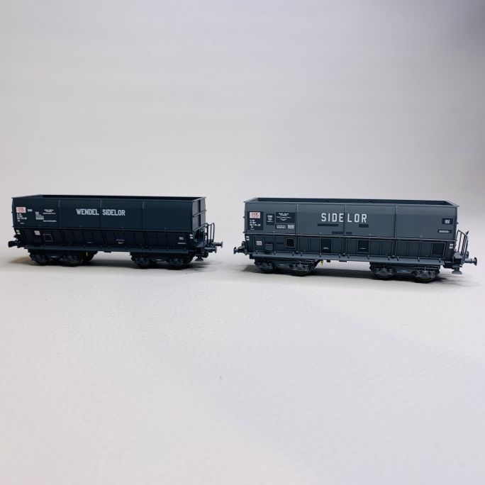 2 wagons trémies FAL, DMH + DMH, "Sidelor et Wendel Sidelor", Sncf, Ep IV - Lsmodels 31111 - HO 1/87