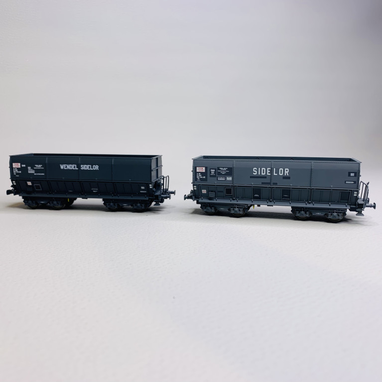 2 wagons trémies FAL, DMH + DMH, "Sidelor et Wendel Sidelor", Sncf, Ep IV - Lsmodels 31111 - HO 1/87