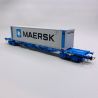 wagon porte-conteneurs MMC3 à 4 essieux, chargé d'un conteneur «Maersk», RENFE, Ep V - ELECTROTREN HE6044-HO 1/87