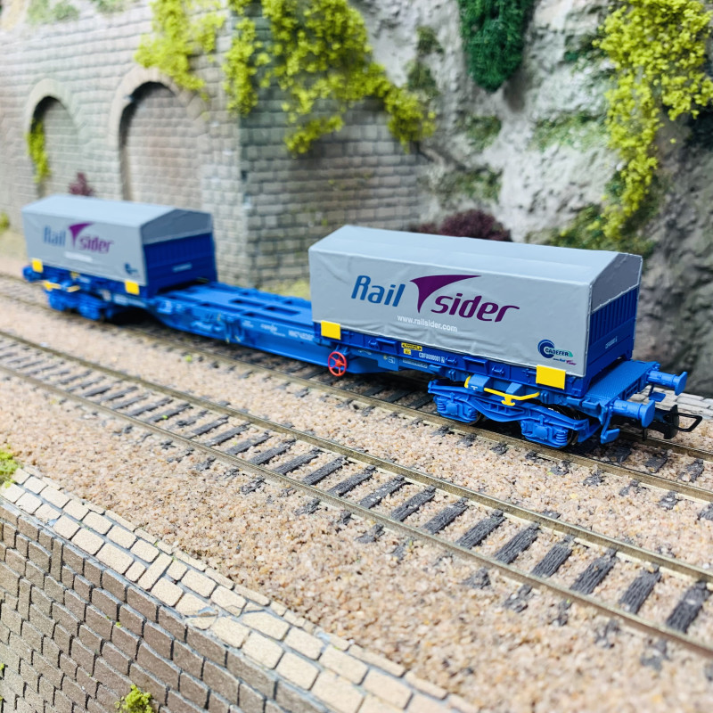 ELECTROTREN HE6044 wagon porte-conteneurs MMC3 4 essieux NEUF EN BOÎTE