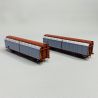  2 Wagons à parois coulissantes Hbbillns, FS, Ep. V - VI - HOBBYTRAIN H24681 - N 1/160