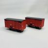 Set de 2 Couverts freinés, Toit Rond et Toit 2 pentes, Rouge UIC Kv 116 et Kv 132, SNCF - REE VM029 - HOm 1/87