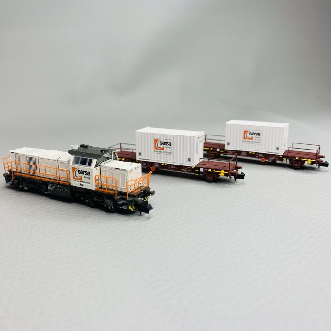 Locomotive diesel G1000 BB et 2 voitures génératrices, Sersa, Ep VI - LEMKE COLLECTION LC96001 - N 1/160