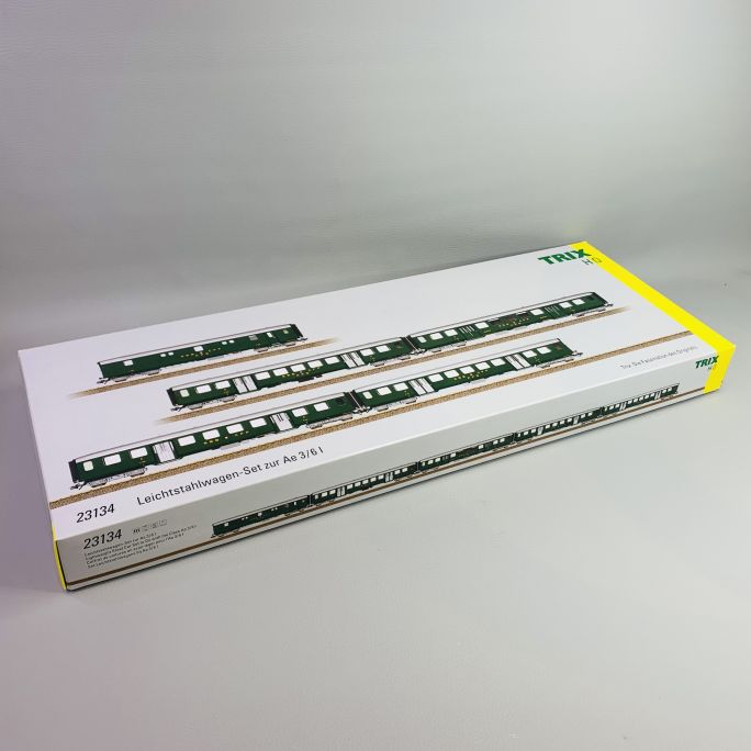 Coffret de 5 wagons en acier léger pour l'Ae 3/6 I, CFF, Ep III - TRIX 23134 - HO 1/87