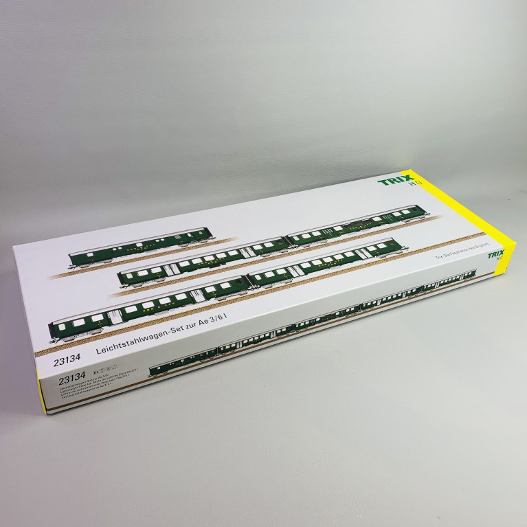 Coffret de 5 wagons en acier léger pour l'Ae 3/6 I, CFF, Ep III - TRIX 23134 - HO 1/87