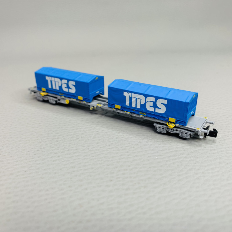 Wagon Porte-conteneurs à 4 Essieux Sgnss, Chargé Avec Un Conteneur De 45 Geodis Ep Xml 442 370 26312