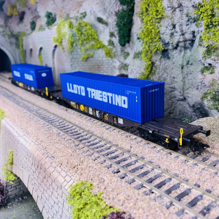 B-MODELS coffret 2 wagons porte conteneurs 46108 NEUF équipés en 3 RAILS